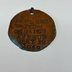 Vintage Copper Trapper’s Tag